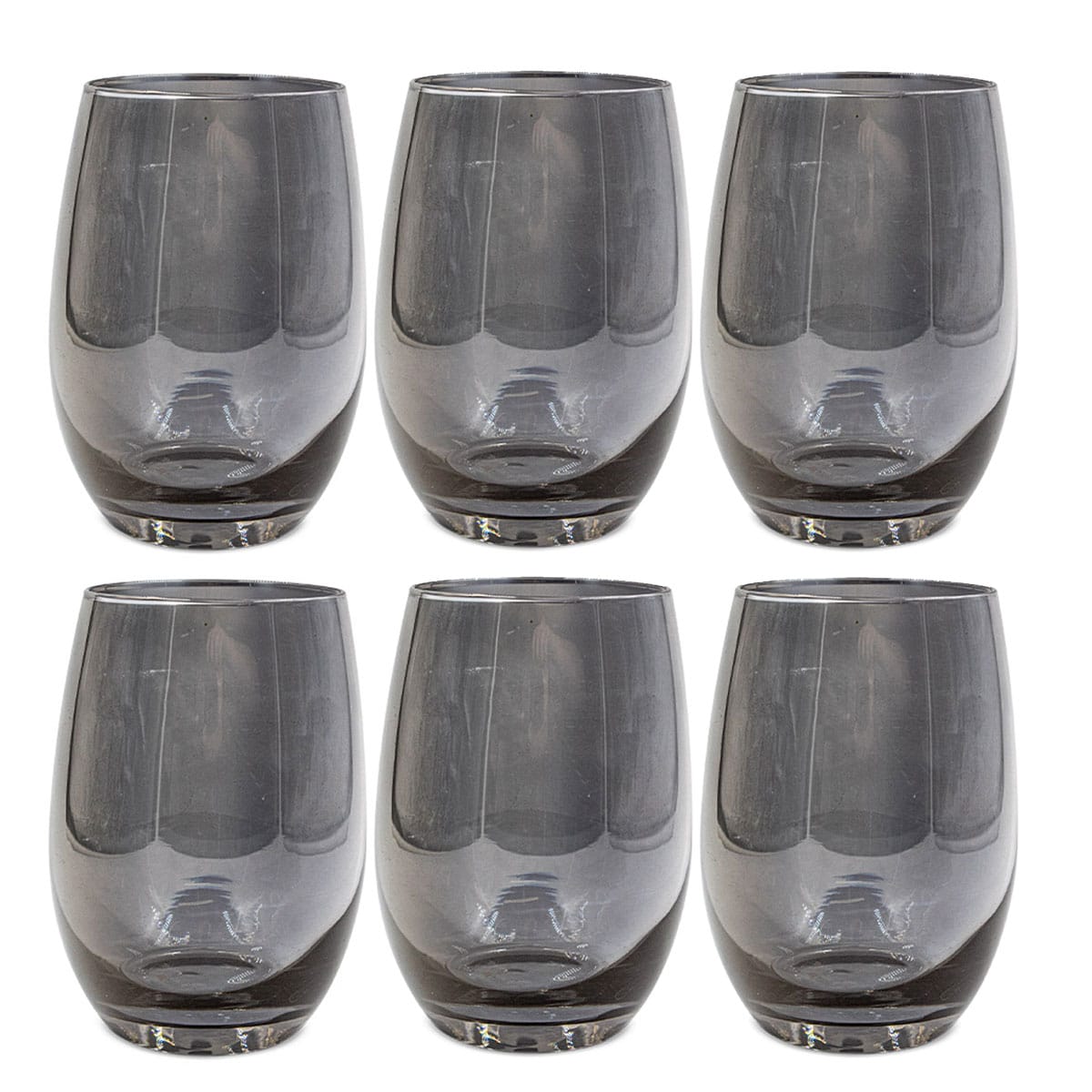 Jogo de Copos de Vidro Fumê Ônix 6 peças 520ml - Ela Decora