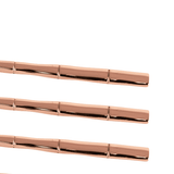 Jogo de Espátulas Steel Wood em Aço Inox com Cabo Estilo Bambu Rose Gold - 6 peças - Ela Decora