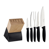 Jogo de Facas em Aço Inox Plenus com Suporte de Madeira 6 Peças Tramontina - Ela Decora