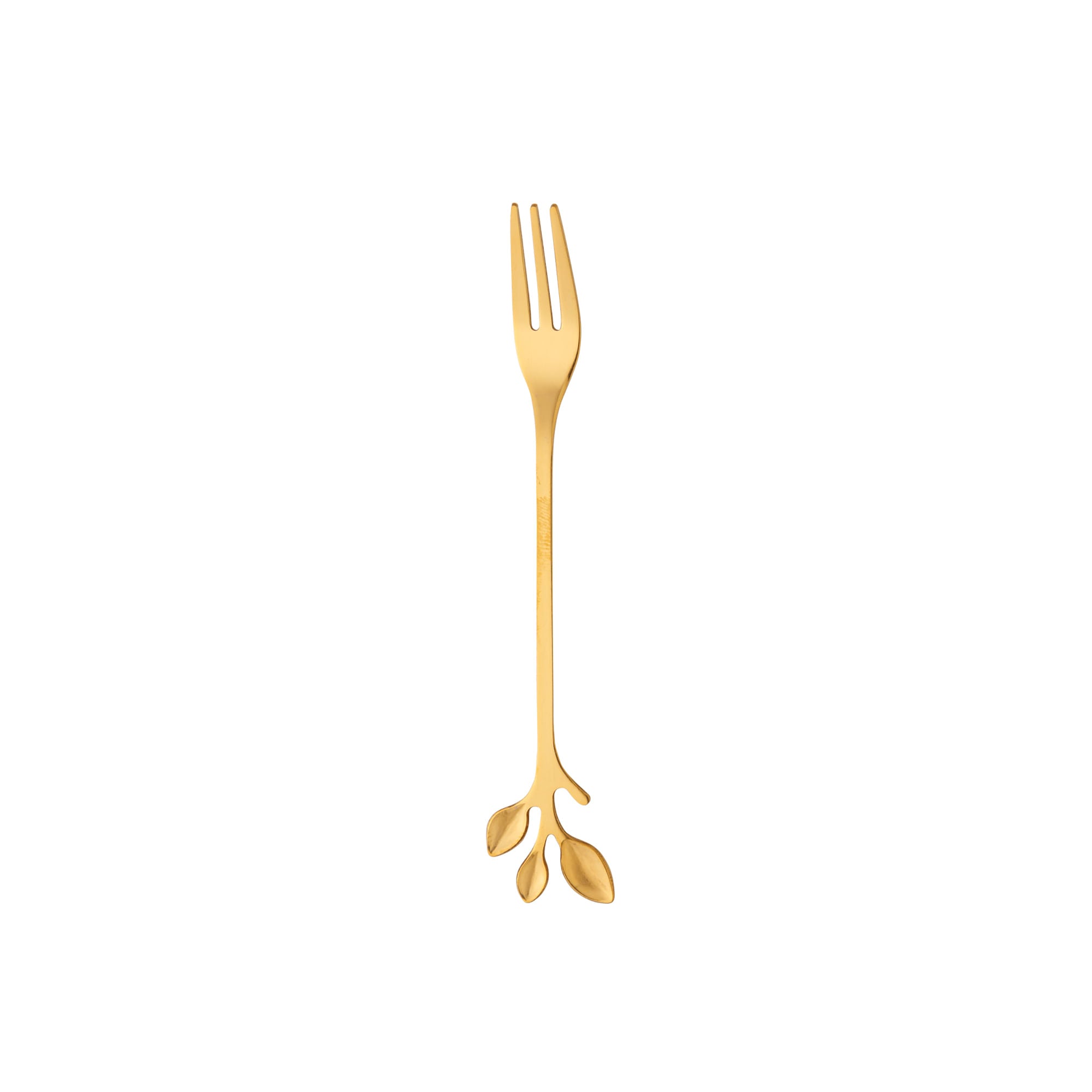 Jogo de Garfos para Aperitivo em Aço Inox Leaves Dourado 4 Peças - Ela Decora