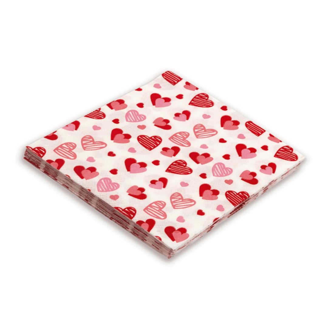Jogo de Guardanapos de Papel Folha Dupla Corações Branco 25cm - 20 Peças - Ela Decora