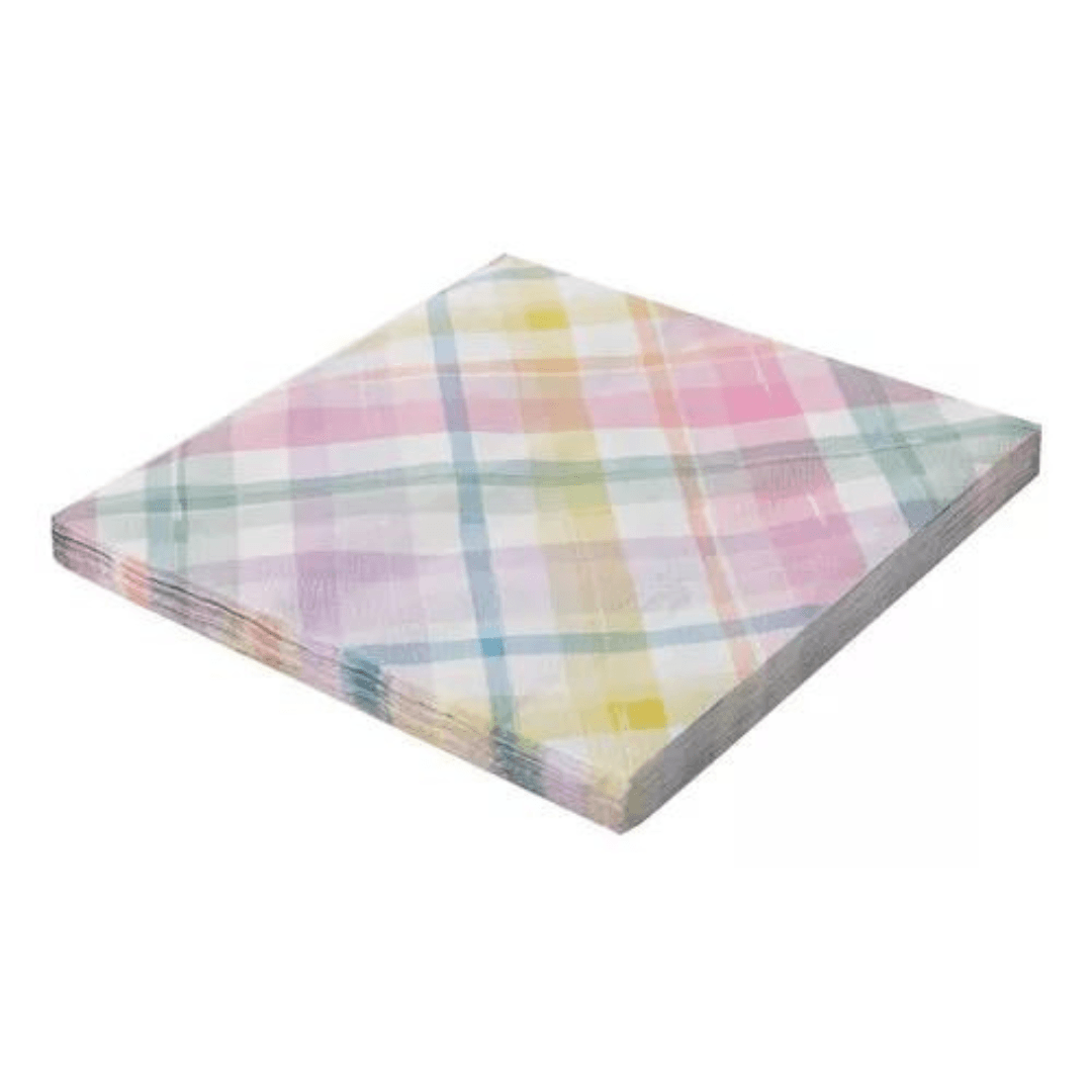 Jogo de Guardanapos Folha Dupla Xadrez Candy Colorido Páscoa 33cm - 20 Peças - Ela Decora