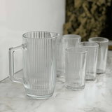 Jogo de Jarra com 6 Copos Graffiato de Vidro 7 Peças - Ela Decora