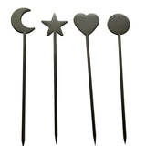 Jogo de Palitos para Petisco Aperitivo Aço Inox Preto 4 Peças - Ela Decora