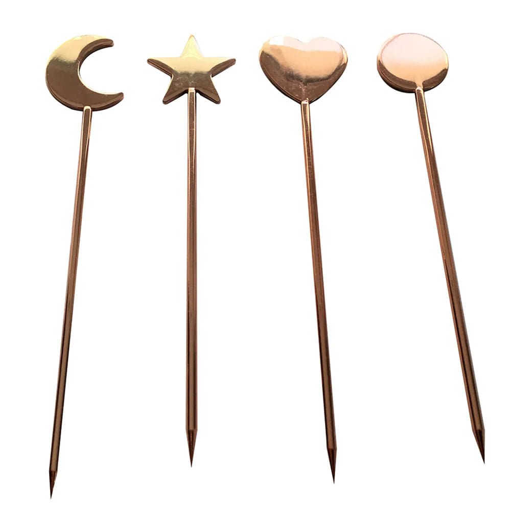 Jogo de Palitos para Petisco Aperitivo Aço Inox Rose Gold 4 Peças - Ela Decora