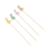 Jogo de Palitos para Petiscos em Bambu Coelhos Coloridos Páscoa 12cm 20 Peças - Ela Decora
