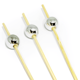 Jogo de Palitos para Petiscos em Bambu com Bolinha Cromada 12cm - 20 Peças - Ela Decora