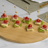 Jogo de Palitos para Petiscos em Bambu com Bolinha Dourada 12cm - 20 peças - Ela Decora