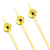 Jogo de Palitos para Petiscos em Bambu com Bolinha Dourada 12cm - 20 peças - Ela Decora