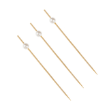 Jogo de Palitos para Petiscos em Bambu com Bolinhas Perolizadas 12cm - 20 Peças - Ela Decora