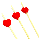 Jogo de Palitos para Petiscos em Bambu com Coração 12cm - 20 Peças - Ela Decora