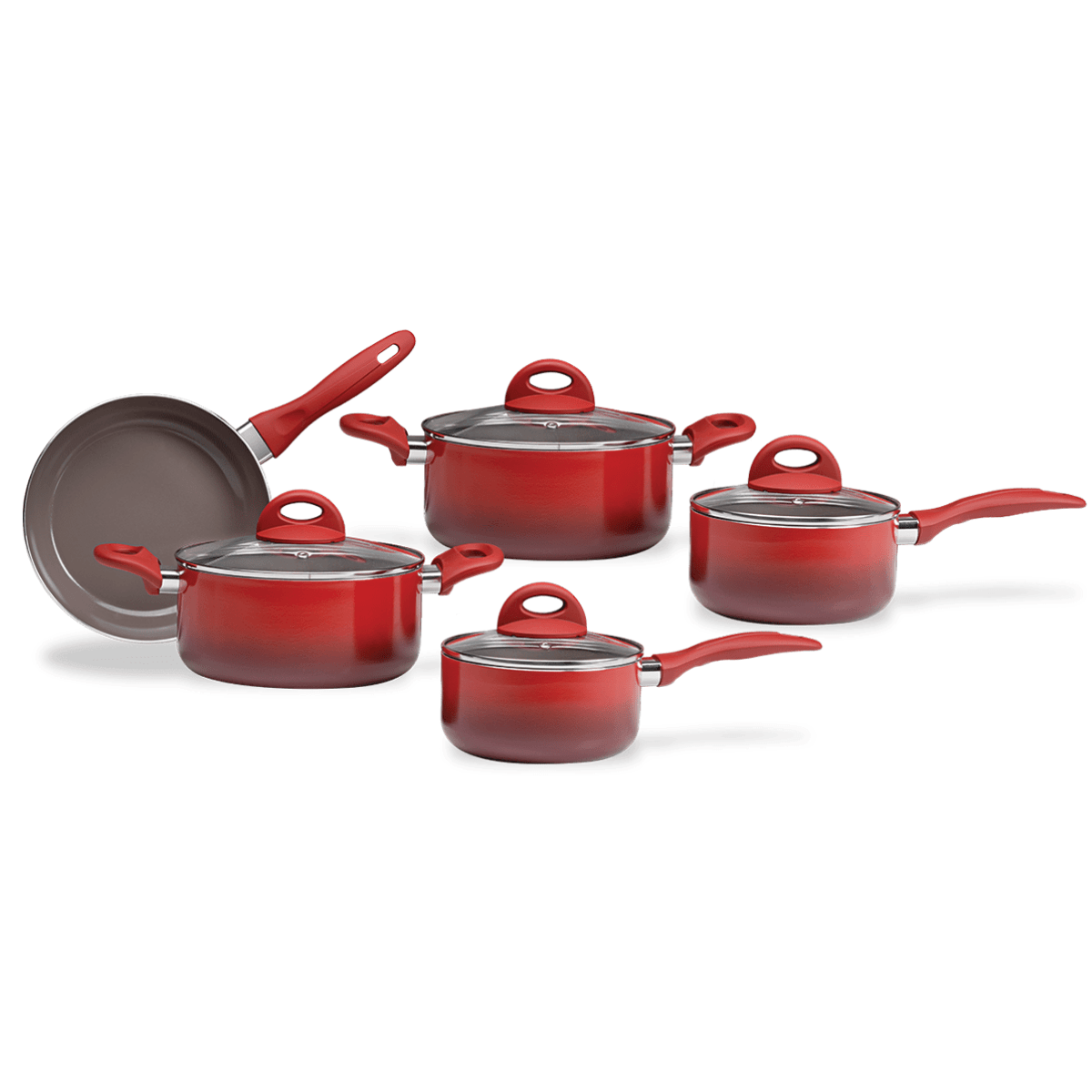 Jogo de Panelas 5 peças Com Revestimento Vitro - Cerâmico Degradê Vermelho Ceramic Magnólia - Ela Decora