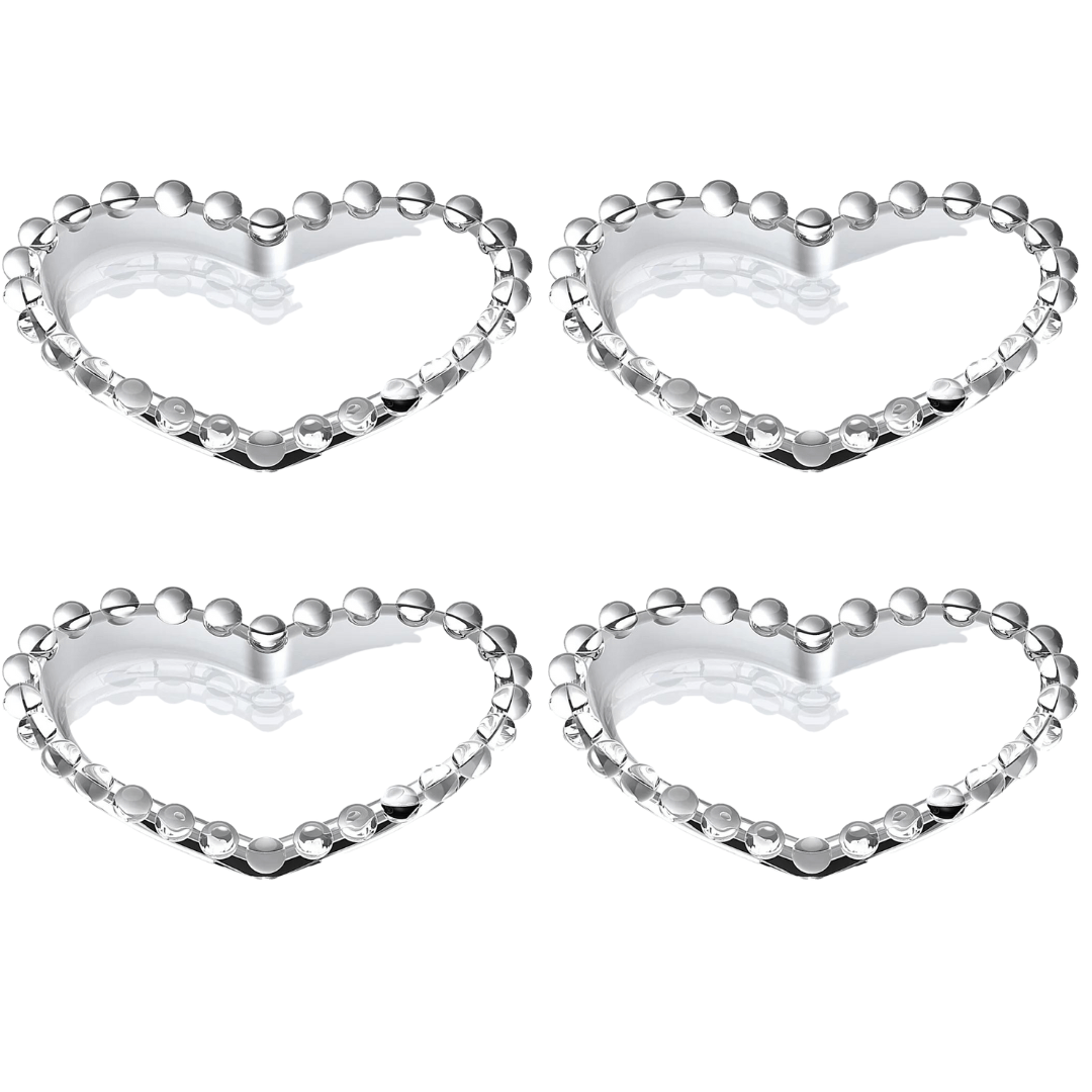 Jogo de Petisqueira Coração Cristal Pearl 4 Peças - Ela Decora