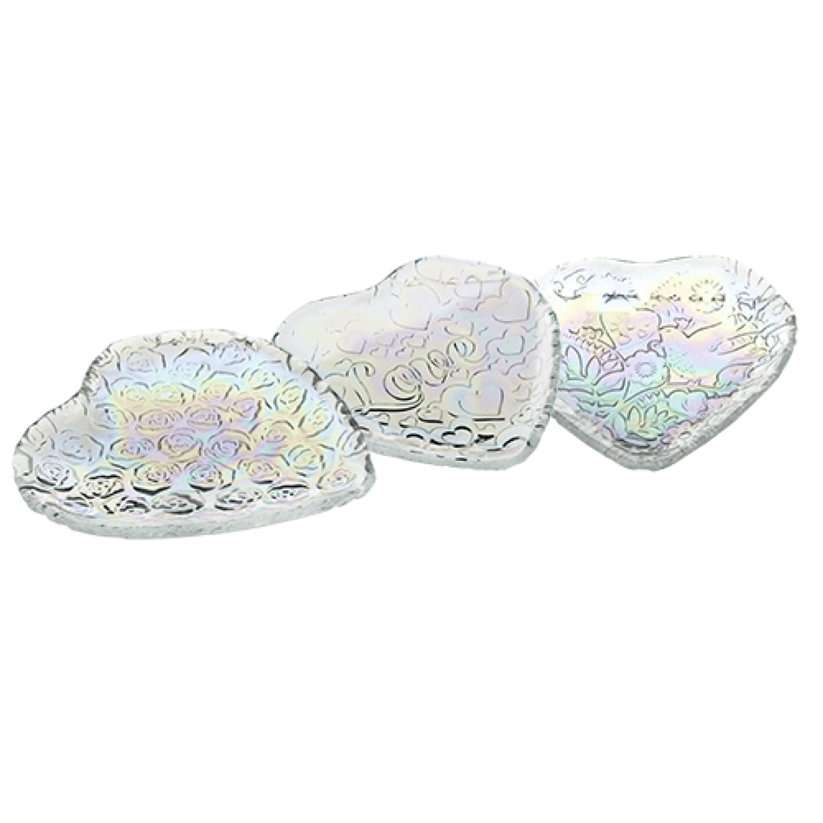 Jogo de Pratos Coração Vidro Furta - Cor Centro de Mesa - 17 cm - Ela Decora