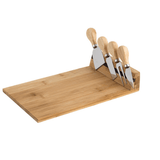 Jogo de Tábua de Queijo em Bambu com 4 Facas - Ela Decora