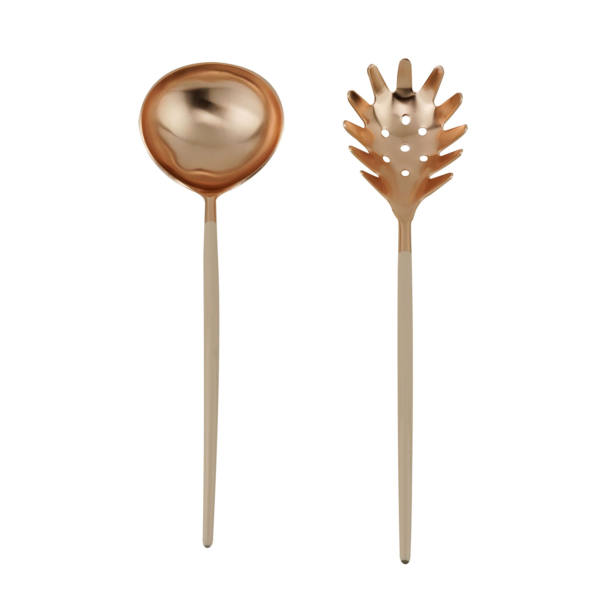 Jogo de Talheres para Servir Massas Aço Inox Rose Gold e Nude - Ela Decora