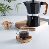 Jogo de Xícaras de Café com Pires de Coração Madeira Teca 75ml - 6 Peças - Ela Decora