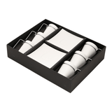 Jogo de Xícaras de Café com Pires Porcelana Alça Prata 80ml - 6 Peças - Ela Decora