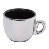 Jogo De Xícaras Luxo Para Café Com Pires E Suporte Wolff Versa 90ml 6 Peças Preto e Prata - Ela Decora