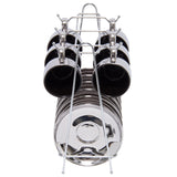 Jogo De Xícaras Luxo Para Café Com Pires E Suporte Wolff Versa 90ml 6 Peças Preto e Prata - Ela Decora