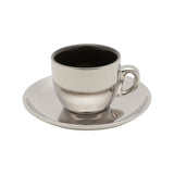Jogo De Xicaras Luxo Para Café Com Pires Wolff Versa 90ml 6 Peças Preto e Prata - Ela Decora