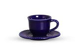 Jogo de Xícaras para Café com Pires Azul Royal Bolinhas - Ela Decora