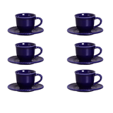 Jogo de Xícaras para Café com Pires Azul Royal Bolinhas - Ela Decora