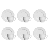 Jogo de Xícaras para Café com Pires Branco Algarve - Ela Decora