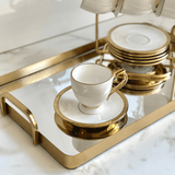 Jogo De Xícaras Para Café Dourada Com Pires Porcelana Alça Ouro Paddy 90ml - 6 Peças - Ela Decora