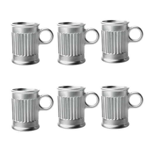 Jogo de Xicaras para Café em Cristal Cromada 85ml 6 Peças - Ela Decora