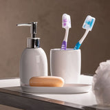 Jogo para Banheiro Acessórios Cerâmica Londres Branco 3 Peças - Ela Decora