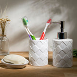 Jogo para Banheiro Acessórios Cerâmica Toulon Branco 3 Peças - Ela Decora