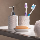 Jogo para Banheiro Acessórios Cerâmica Toulon Branco 3 Peças - Ela Decora