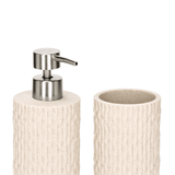 Jogo para Banheiro Canelado em Polirresina Bege 2 Peças - Ela Decora