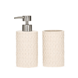 Jogo para Banheiro Canelado em Polirresina Bege 2 Peças - Ela Decora