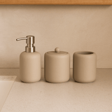 Jogo para Banheiro em Polirresina Cinza 3 Peças - Ela Decora