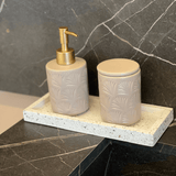Jogo para Banheiro Leaf em Ceramica Nude 2 Peças - Ela Decora