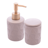 Jogo para Banheiro Leaf em Ceramica Nude 2 Peças - Ela Decora