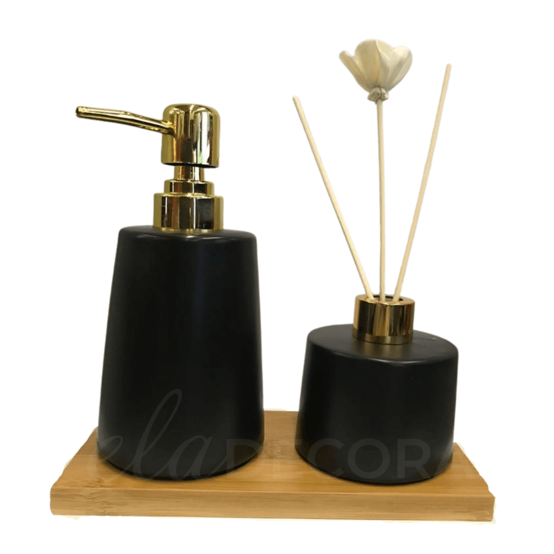 Jogo para Banheiro Preto 3 Peças - Ela Decora