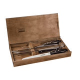Jogo para Churrasco em Aço Inox e Cabo Castanho Polywood com Estojo 3 Peças Tramontina - Ela Decora