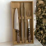 Jogo Trinchante para Churrasco Polywood Aço Inox e Cabo de Madeira Vermelho 4 Peças Tramontina - Ela Decora