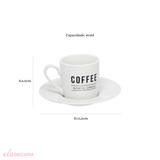 Jogo Xicara de Café com Pires em Porcelana Manhattan Branca 80ml 6 Peças - Ela Decora
