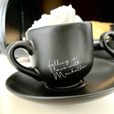 Jogo Xicara de Café com Pires em Porcelana Manhattan Preta 90ml 6 Peças - Ela Decora