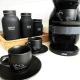 Jogo Xicara de Café com Pires em Porcelana Manhattan Preta 90ml 6 Peças - Ela Decora