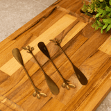 Conjunto de 4 facas para manteiga folhas flores dourad