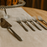 Jogo de 7 Peças com Espátula para Bolo e 6 Garfos de Sobremesa Viena Cromada