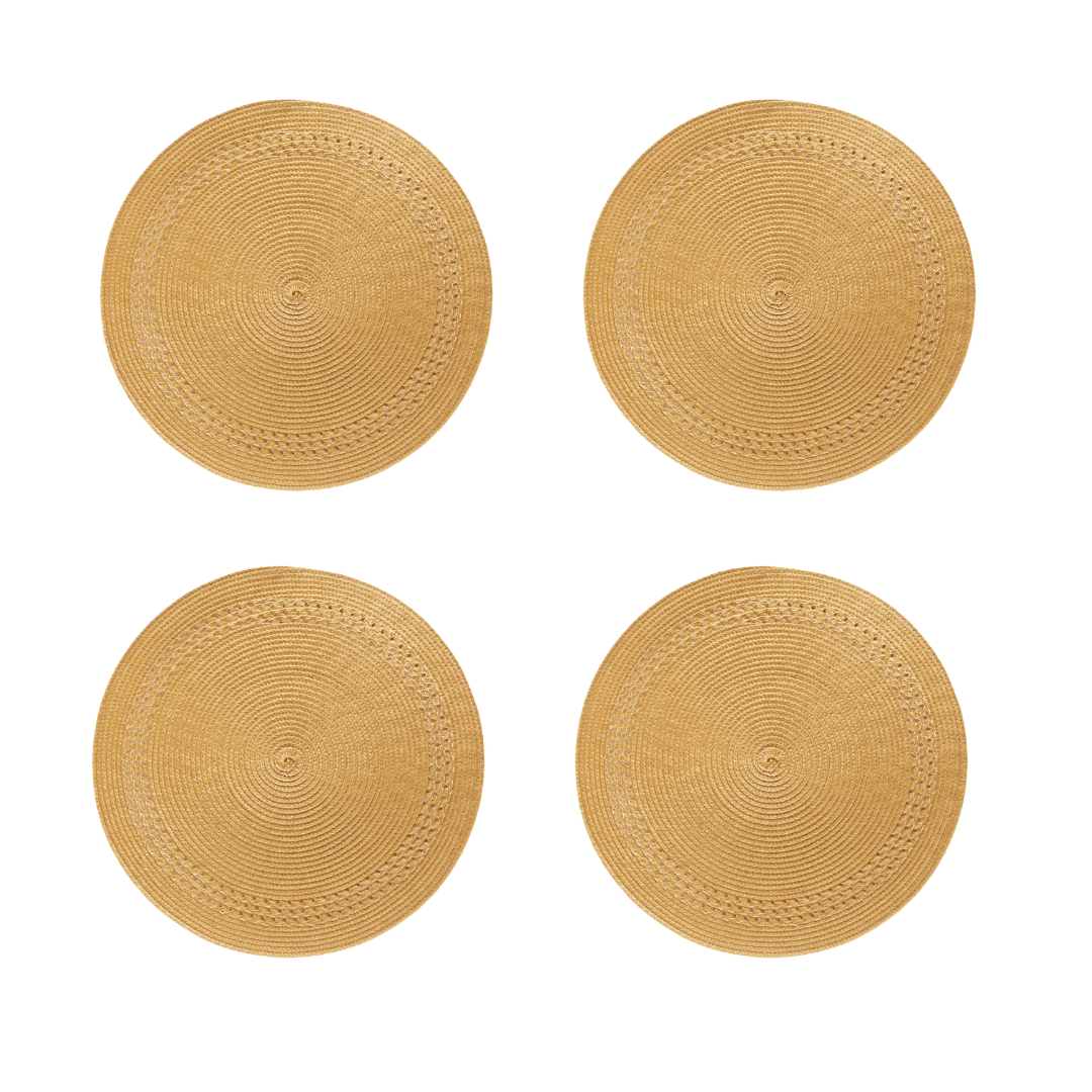 Kit 4 Jogos Americanos em Poliester Mostarda 38cm - Ela Decora