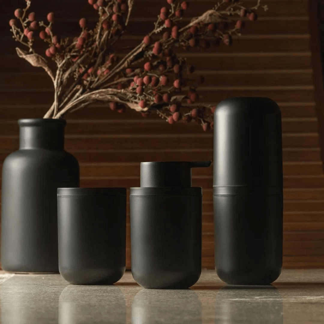 Kit Acessórios para Banheiro Bold Preto 3 Peças - Ela Decora