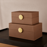 Kit Caixas Decorativas em MDF e PU Marrom 2 Peças - Ela Decora