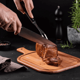 Kit Churrasco em Aço Inox e Cabo Vermelho Polywood com Tábua de Madeira 3 Peças Tramontina - Ela Decora